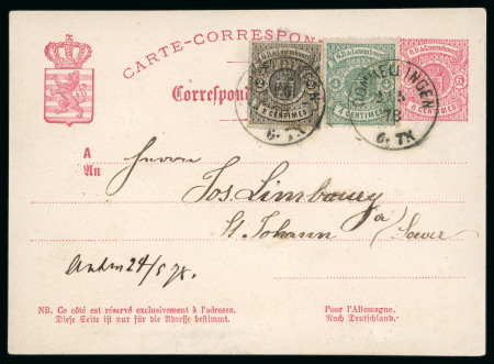 Stamp of Luxembourg Luxembourg 1878 6c postal stationery card uprated 2c and 4c to Saar