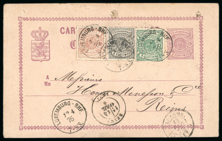 Stamp of Luxembourg Luxembourg 1876 6c stationery card uprated, four color franking