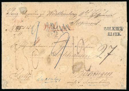 Stamp of Austria » Pre-Stamp Letters and Documents Austria 1854 entire Zolkiew (Ukraine)to Birtringen Luxemburg, misdirected