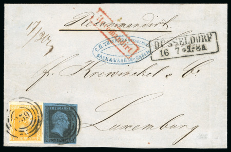 Stamp of German States » Prussia German states Prussia 1858 mixed issue franking outer letter sheet to Luxemburg