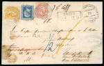 Stamp of German States » Prussia Prussia 1850s German Military Command at Luxembourg three colour parcel cover from Trier