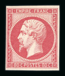 Stamp of France » Empire 1853-1862 1859, Napoléon non dentelé n°17B 80c rose, très belle