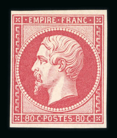 Stamp of France » Empire 1853-1862 1859, Napoléon non dentelé n°17B 80c rose, très belle