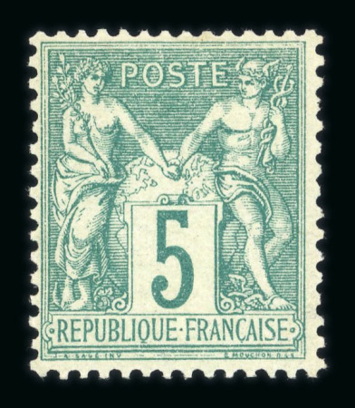 Stamp of France » Type Sage 1876-1900 1876, Sage 5c vert n°64 neuf avec gomme * TB. Signé