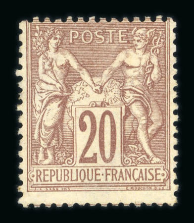 Stamp of France » Type Sage 1876-1900 1876, Sage 20c vert n°67 neuf avec gomme * TB. Signé