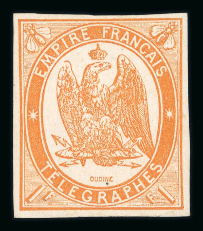 Stamp of France » Télégraphe 1868, Télégraphe n°3 1fr orange neuf avec gomme * TB.
