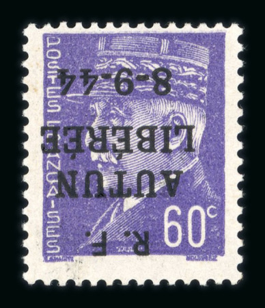 Stamp of France » Libération AUTUN (Saône et Loire) type Pétain 60c violet surcharge