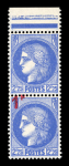Stamp of France » Variétés et curiosités 1940, Cérès n°487a 2f25 outremer surchargé 1fr tenant