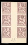 Stamp of France » Émissions à partir de 1900 1900, Mouchon 15c essai en brun lilas non dentelé en
