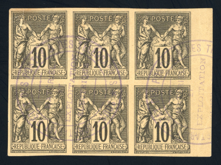 Stamp of France » Type Sage 1876-1900 1876, Sage 10c noir sur chamois ND en bloc de 6 et