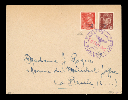Stamp of France » Libération FESTUNG LORIENT (Morbihan) : n°2 Mecure 30c rouge (tirage