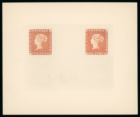 Stamp of Mauritius » 1847 Post Office Issue (SG 1-2) 1847 Post Office "Stocken" reprints taken from the original copper plate in 1912, in the issued colours with one sheetlet in blue and one in orange