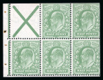 Stamp of Great Britain » King Edward VII » 1911 Harrison & Sons Issues 1911 Harrison, ½d. dull yellow-green booklet pane of