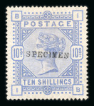 Stamp of Great Britain » 1855-1900 Surface Printed » 1883-84 & 1888 High Values 1883-84 10s cobalt, IB, overprinted “SPECIMEN” type 9, fine with gum