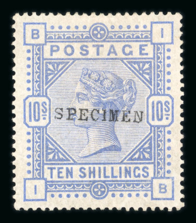 Stamp of Great Britain » 1855-1900 Surface Printed » 1883-84 & 1888 High Values 1883-84 10s cobalt, IB, overprinted “SPECIMEN” type 9, fine with gum