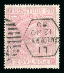 Stamp of Great Britain » 1855-1900 Surface Printed » 1867-83 High Values 1867-78 5/- pale rose, pl. 2, DJ, cancelled by hexagonal