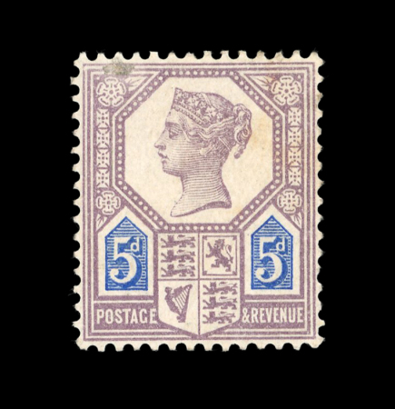 Stamp of Great Britain » 1855-1900 Surface Printed » 1887-1900 Jubilee Issue & 1891 £1 Green 1887-92 5d. die I, mint, light gum toning, otherwise