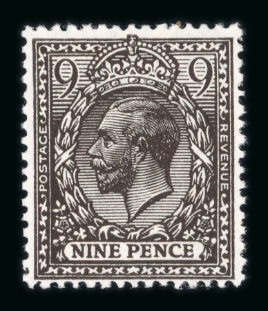 Stamp of Great Britain » King George V » 1912-24 Profile Head Issues 1912-24 9d. very deep agate, fine unmounted mint. Cert