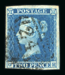 Stamp of Great Britain » 1841 2d Blue 1841 2d. blue, pl. 4, GH, good to large margins, watermark inverted, used