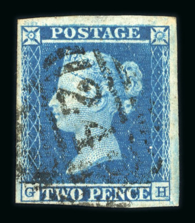 Stamp of Great Britain » 1841 2d Blue 1841 2d. blue, pl. 4, GH, good to large margins, watermark inverted, used