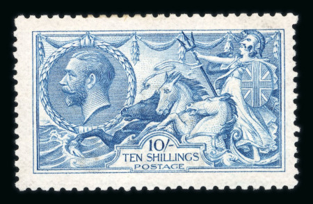 Stamp of Great Britain » King George V » 1913-19 Seahorse Issues 1915-18 DLR 10/- bright ‘Cambridge’ blue, fine mint.