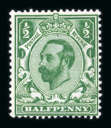 Stamp of Great Britain » King George V » 1911-12 Downey Head Issues 1911-12 ½d. bluish green, fine mint NH. Cert R.P.S.