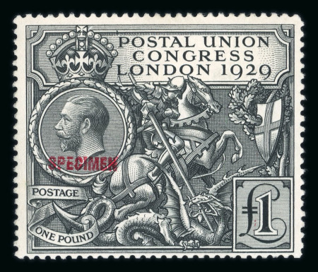 Stamp of Great Britain » King George V » 1924-36 Issues 1929 P.U.C. £1 black overprinted “SPECIMEN” type 32
