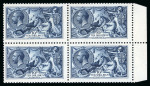 Stamp of Great Britain » King George V » 1913-19 Seahorse Issues 1913 Waterlow 10s. indigo-blue, marginal block of four,
