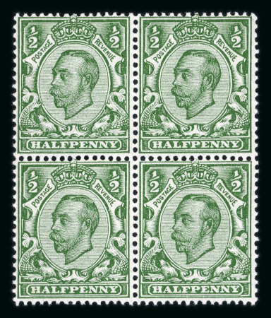 Stamp of Great Britain » King George V » 1911-12 Downey Head Issues 1912 ½d. bluish green, die 2, fine Mint NH block of