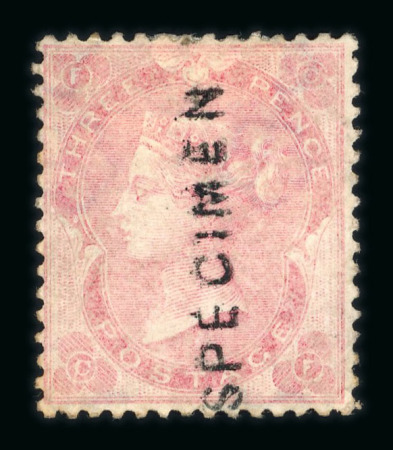 Stamp of Great Britain » 1855-1900 Surface Printed » 1862-64 Small Uncoloured Corner Letters 1862-64 3d. pale carmine-rose, pl. 2, CF, overprinted