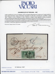 Stamp of Italian States » Tuscany 1857, 4 cr. green pair on letter with exceptionnal