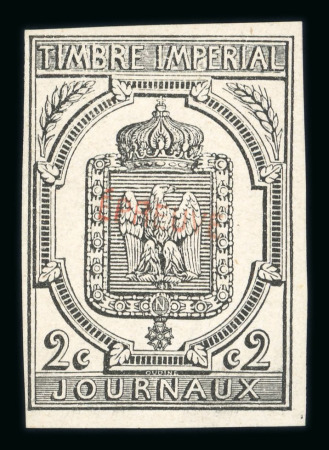 Stamp of France » Journaux 1868, Maury n°1A Journaux 2c essai en noir non dentelé