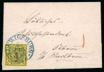 Stamp of German States » Wurttemberg Wurttemberg 1853 (Jan. 25) cover bearing 3k on yellow tied by neat Ludwigsberg cds