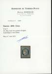 Stamp of France » Type Cérès de 1849-1850 1850, Cérès 25c bleu neuf avec gomme, forte charnière