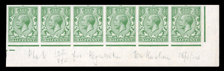Stamp of Great Britain » King George V » 1924-36 Issues 1924-26 ½d. imprimatur lower right corner strip of