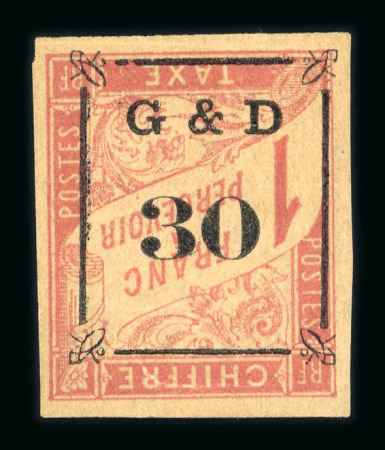 Stamp of Colonies françaises » Guadeloupe 1903, Guadeloupe n°14k Taxe 1fr rose s/ paille surcharge