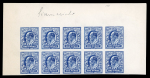 Stamp of Great Britain » King Edward VII » 1902-10 De La Rue Issues 1902 printers’ samples, large size 1d. in blue by Bruckmann,