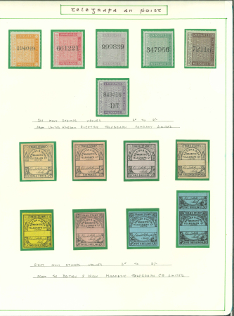 Stamp of Ireland » Parcel Post & Locals 1860–1981 Telegraph Stamps, Telegram Envelopes & Messages: An attractive and specialised collection, neatly mounted and knowledgeably written up across twenty-six (26) album pages, with a further ring binder containing o