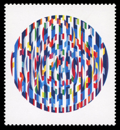Stamp of France » Variétés et curiosités 1980, n°2113b 4fr Agam variété couleur noire omise
