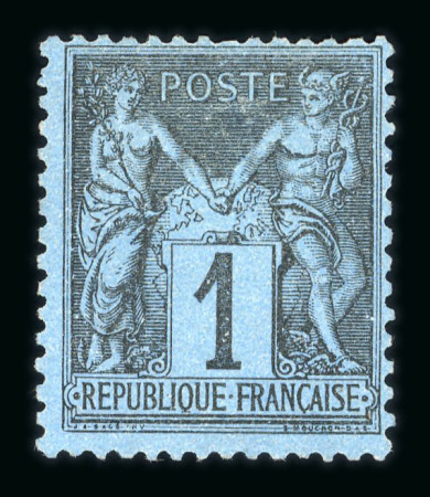 Stamp of France » Type Sage 1876-1900 1880, n°84 bleu de Prusse neuf sans gomme avec bon