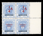 Stamp of Indian States » Bhopal 1935 ¼ and 3 pies surcharges in vertical pairs on ½