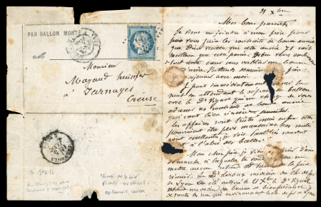 Stamp of France » Ballons Montés Pli confié aux aéronautes du ballon l'Armée de la Loire