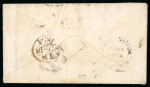 Stamp of Great Britain » British Post Offices Abroad » Crimea Crimean War 1854 envelope to England franked three 1d cancelled on arrival,  "Off Varna" annotation