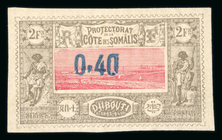 Stamp of Colonies françaises » Côtes des Somalis 1902, 0f40 sur 2f YT n° 25 neuf ** MNH, TB et signé