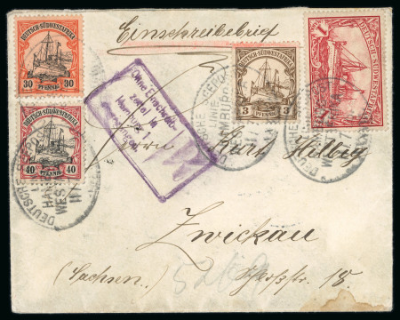 Stamp of Germany » German Colonies » German South-West Africa German South West Africa 1906 registered cover to germant Seepost cancels
