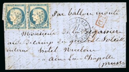 Stamp of France » Ballons Montés Ballon monté "La ville de Paris" pour un prisonnier