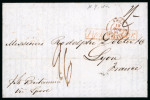 Stamp of United States » Outgoing Mail United States 1842 entire New York to Lyon via Liverpool, framed Packet Letter