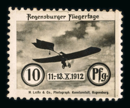 Stamp of Germany » German Empire German Semi Official 1912 Regensburger Flight Day 10pf unused and used