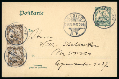 Stamp of Germany » German Colonies » Cameroon German Cameroun 1907 uprated 5pf stationery Lolodorf to Mecico