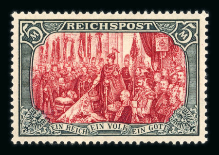 Stamp of Germany » German Empire 1900, 5Mk Reichpost (Michel n° 66) mint *, fine stamp.